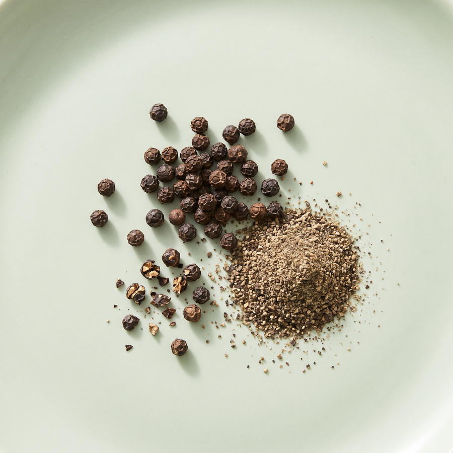 Whole black peppercorns